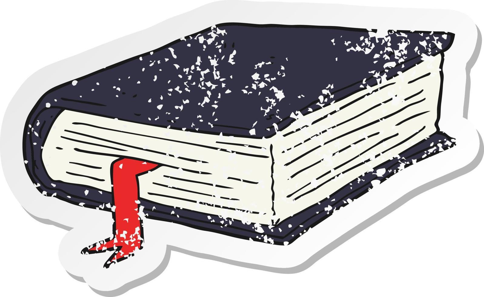 retro distressed sticker of a cartoon thick book vector