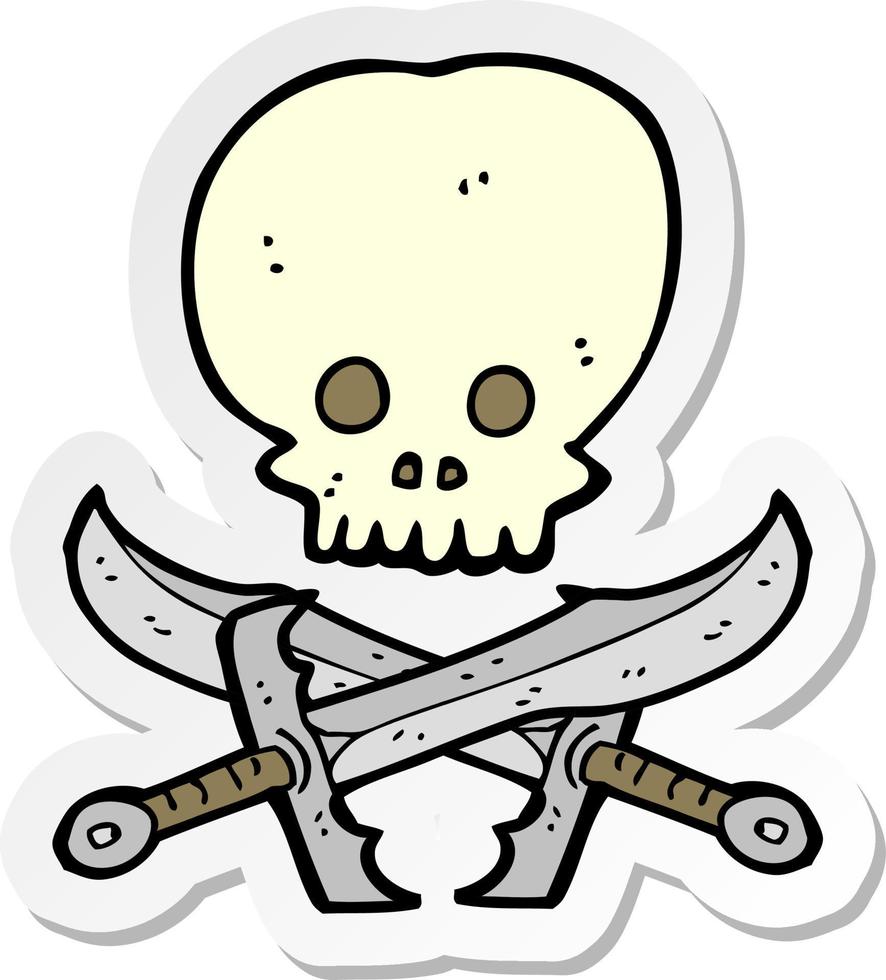 sticker of a skull and swords symbol vector