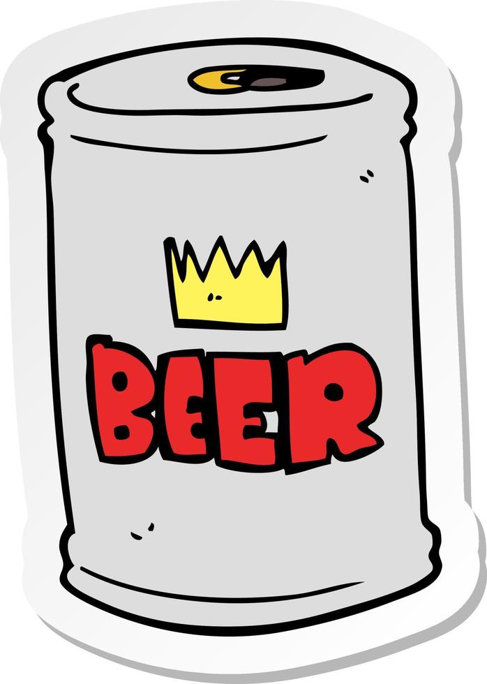 sticker of a cartoon beer can vector