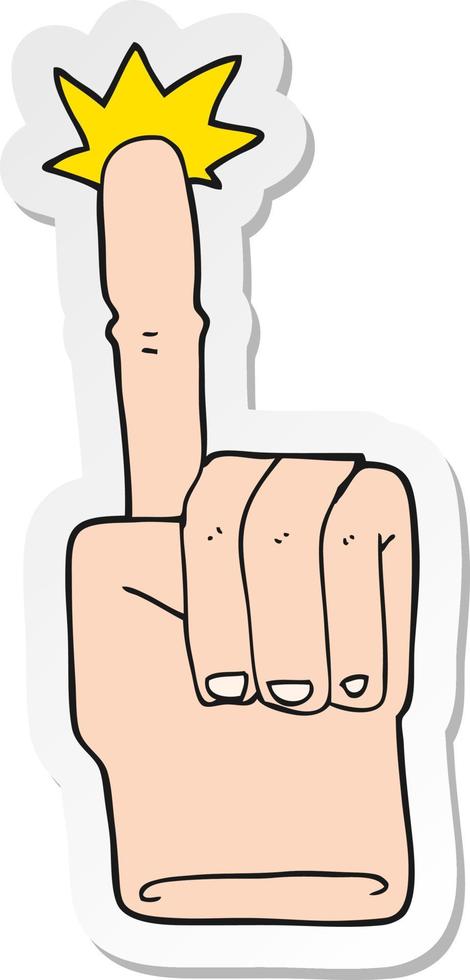 sticker of a cartoon pointing hand vector