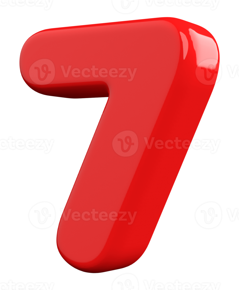 3d red number 7 png