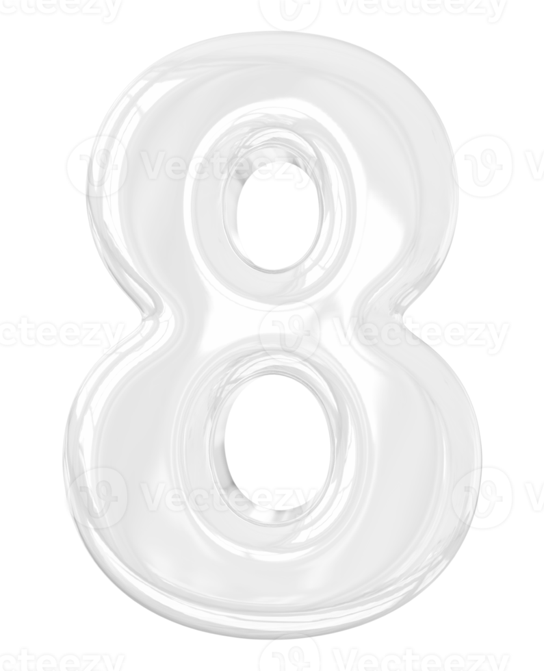 3d silver number 8 png