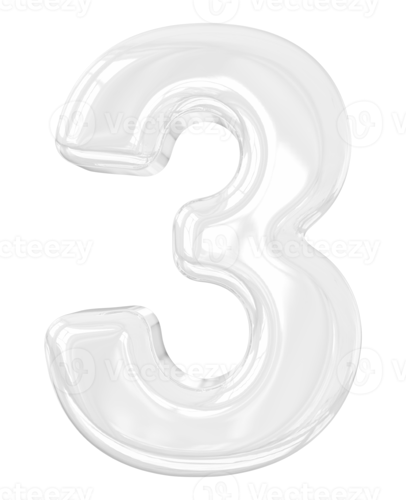 3d argent numéro 3 png