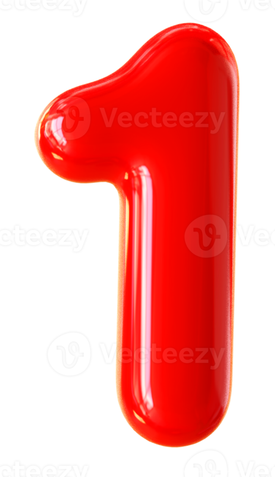 3d number 1 red 11296908 PNG
