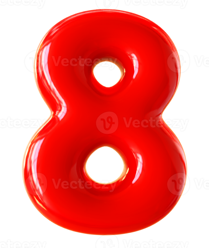 3d number 8 red png