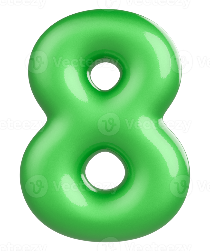 3d number 8 green png