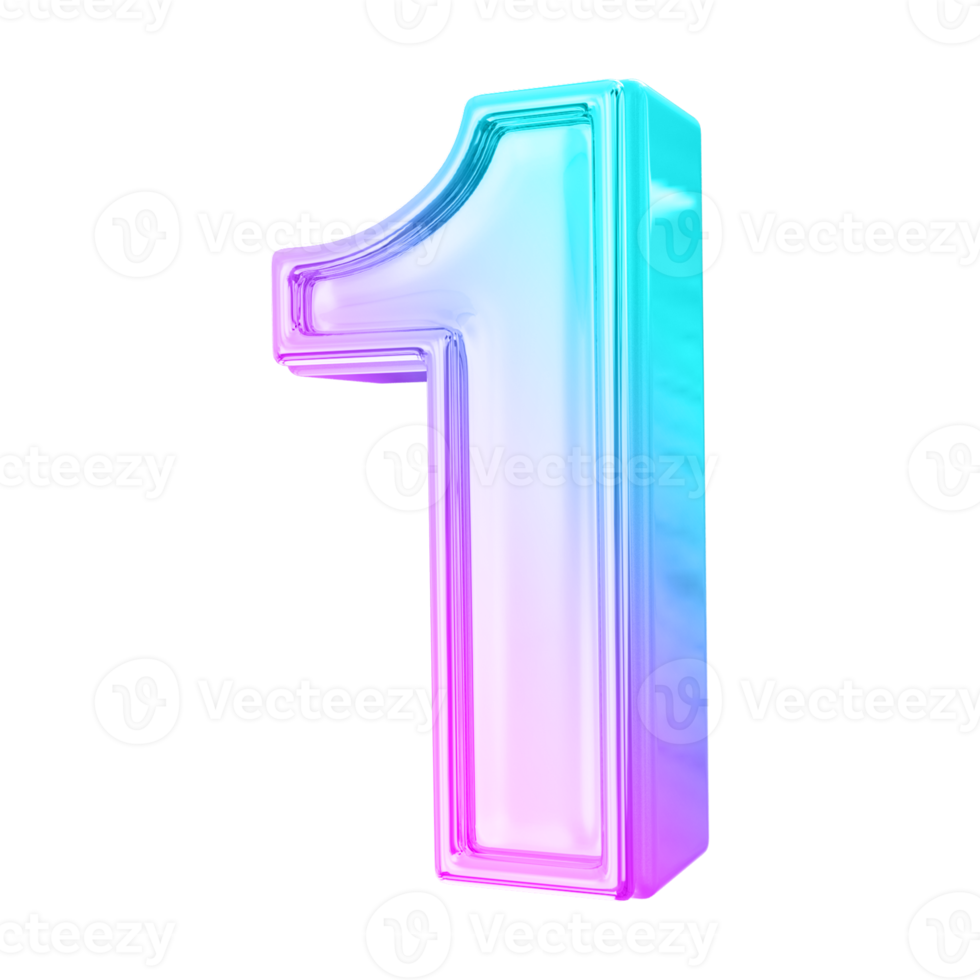 3d number 1 gradient png