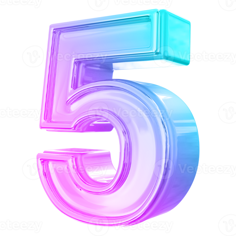 number 5 3d gradient png