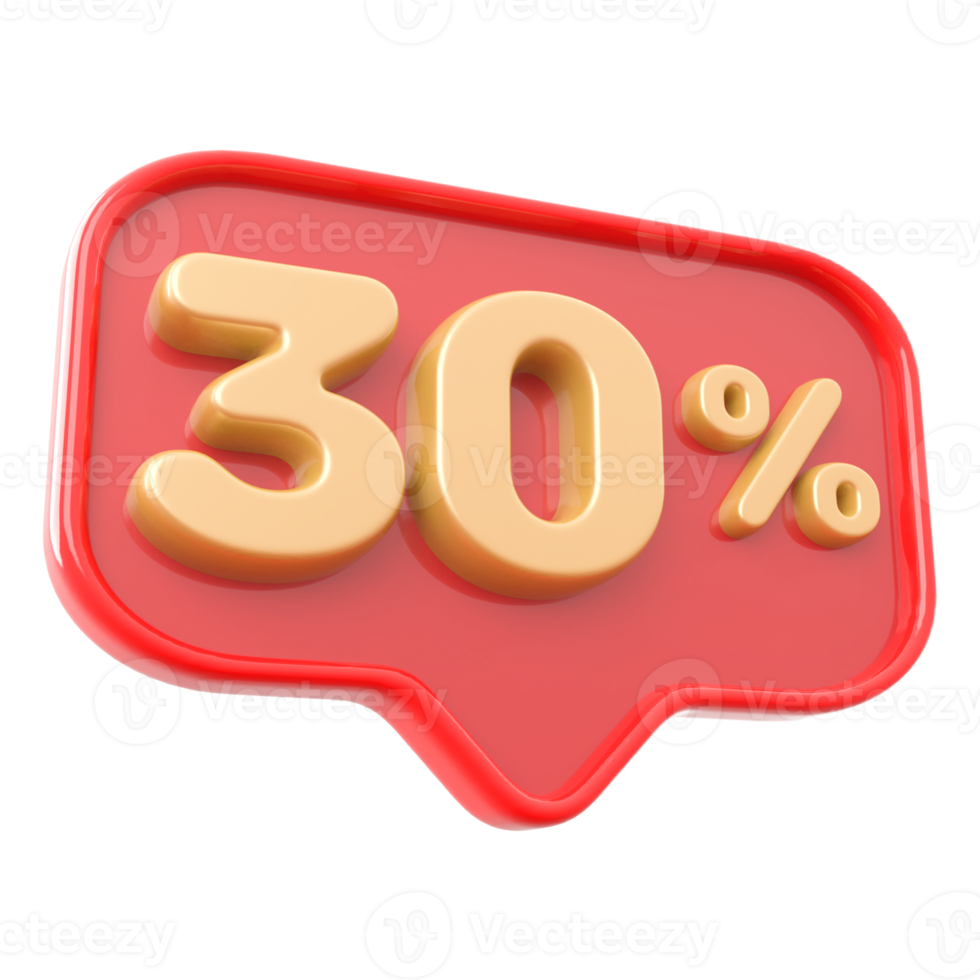 Icon number 30 percent 3d png