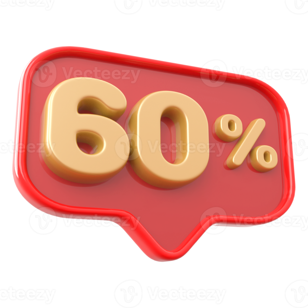 Icon number 60 percent 3d png