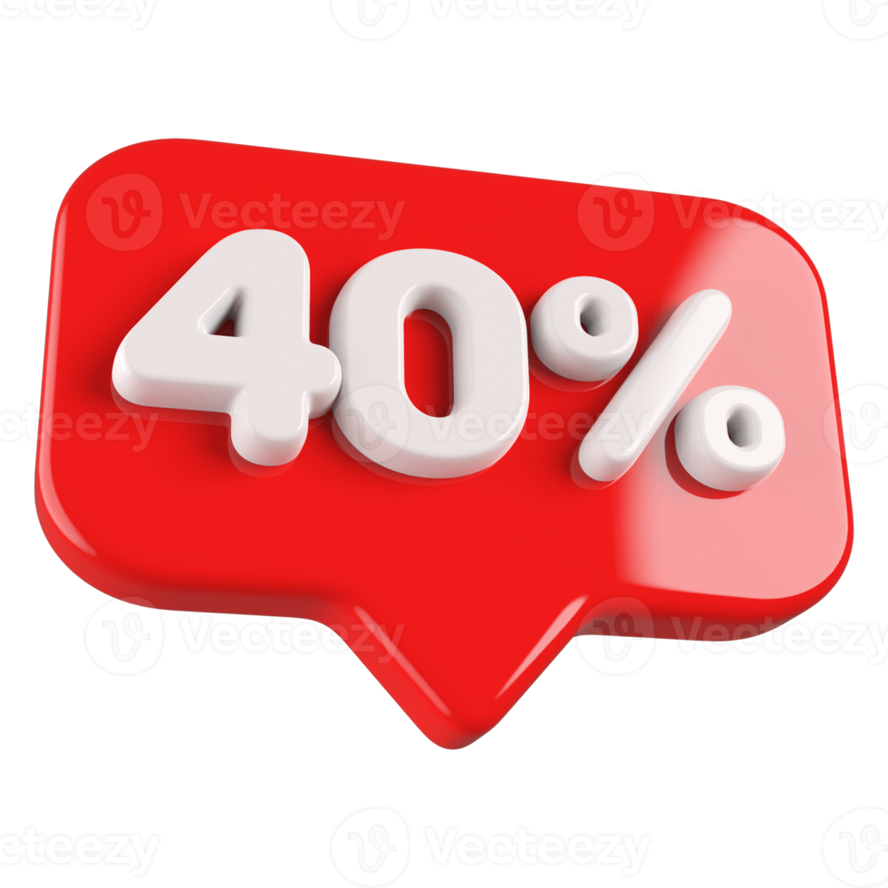 promotion number 40 percent 3d png