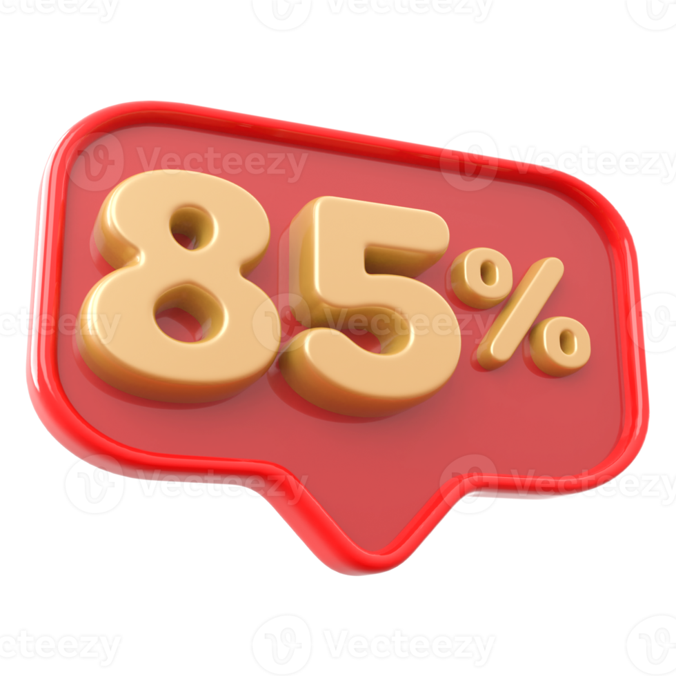 Icon number 85 percent 3d png