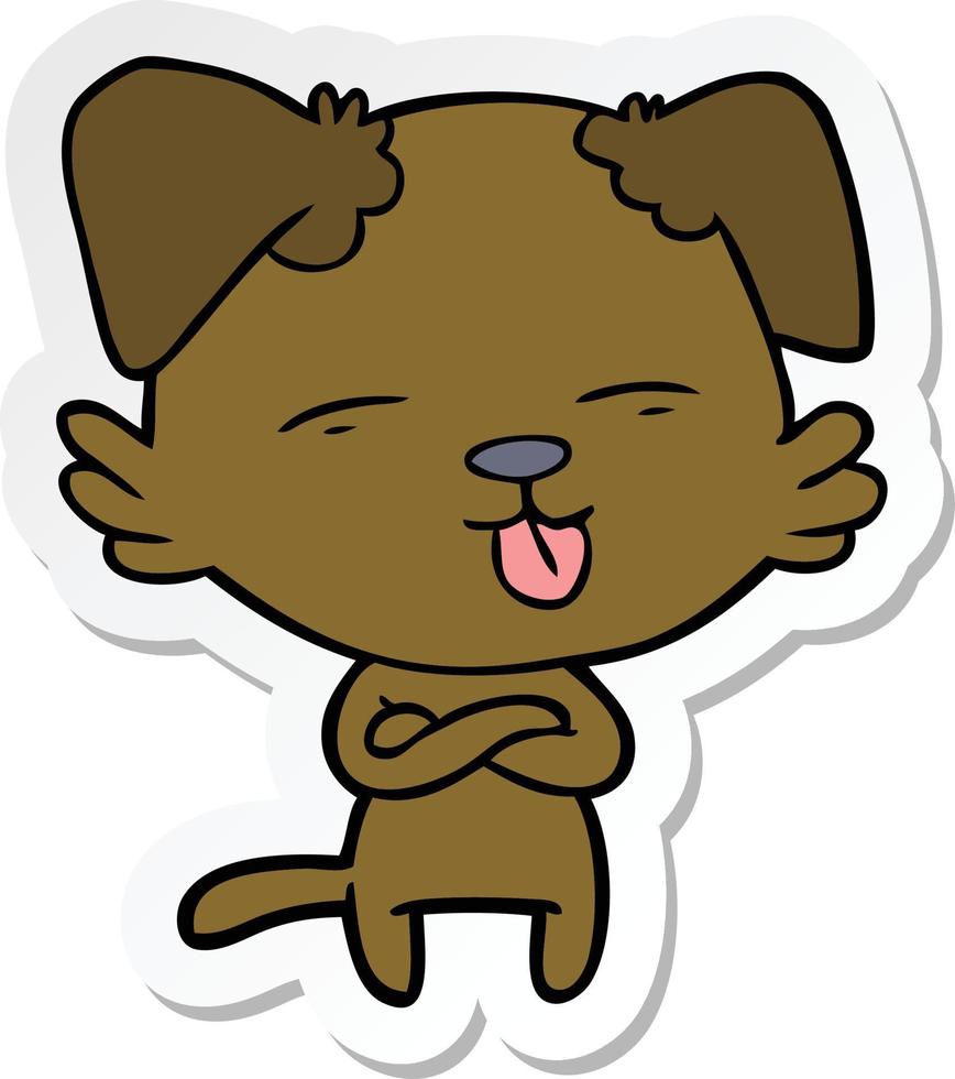 sticker of a cartoon dog sticking out tongue vector