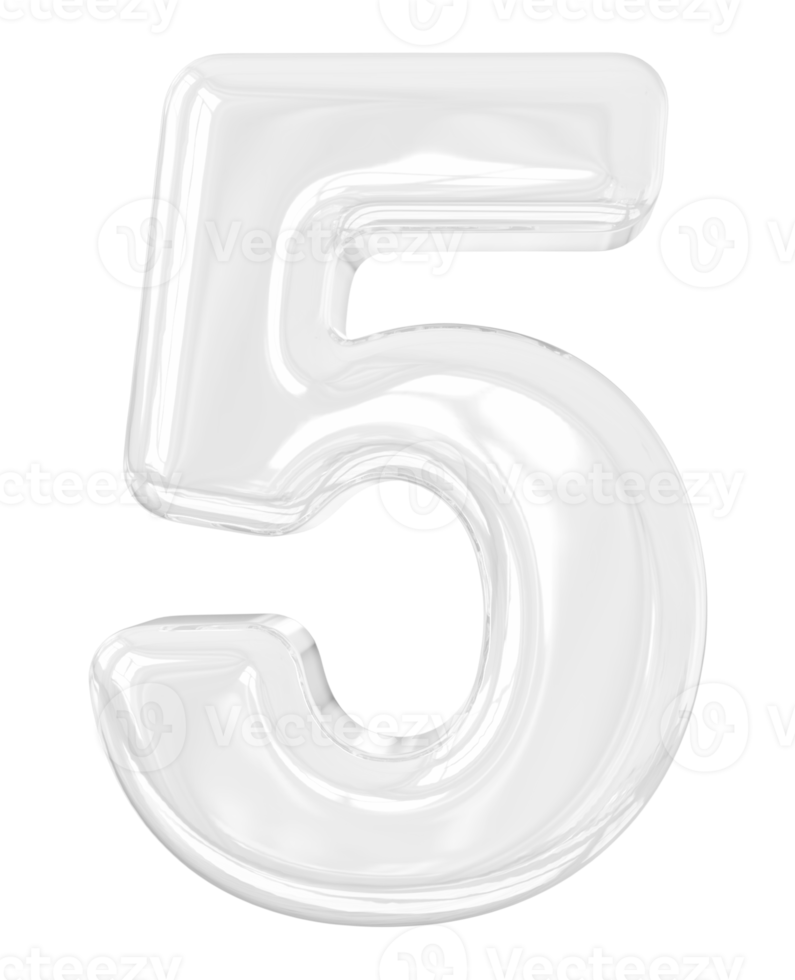 3d silver number 5 png
