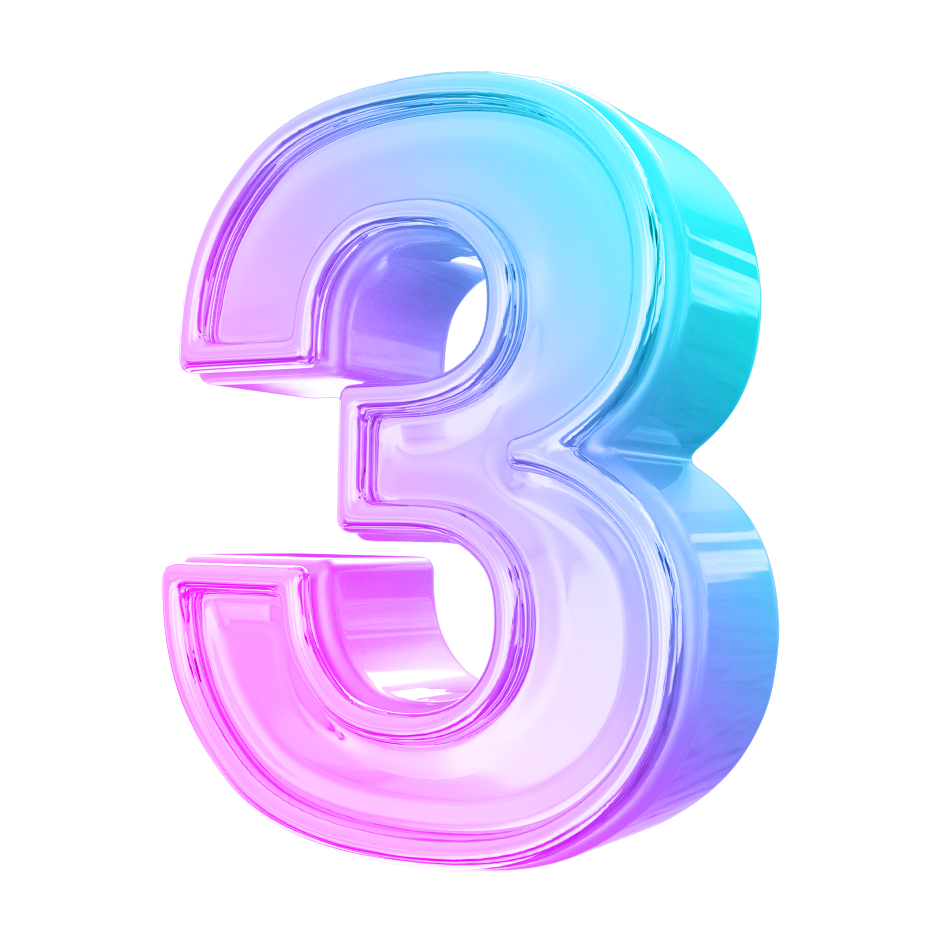 número 3 gradiente 3d 11297082 PNG