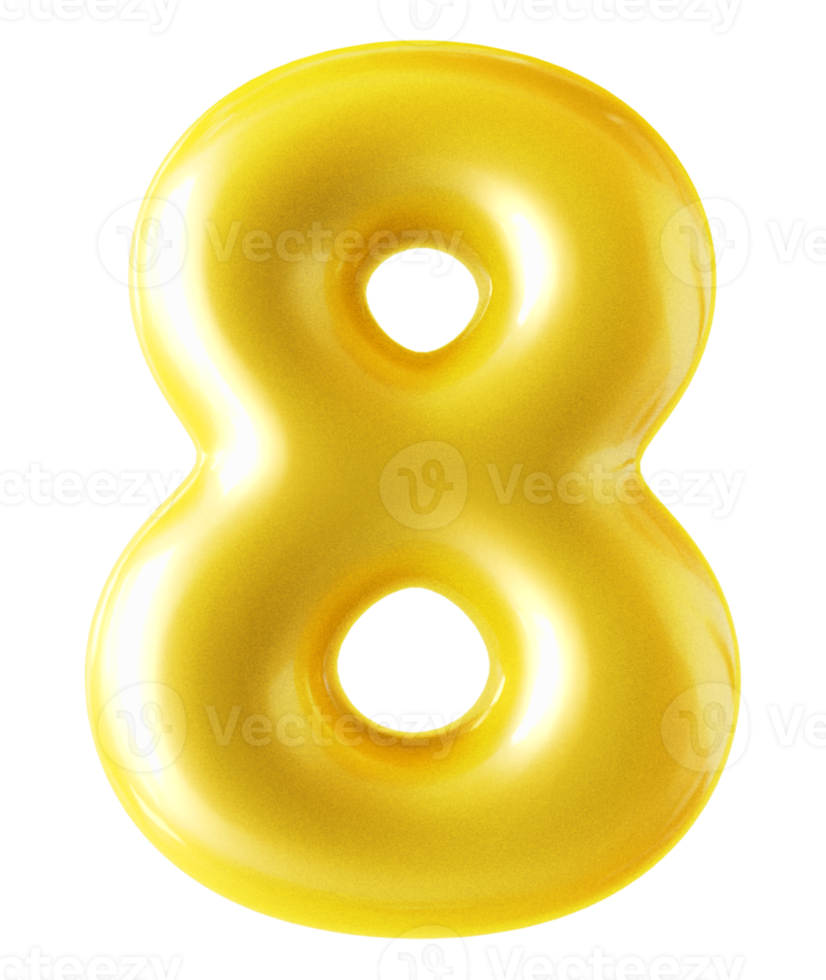 3d número 8 dorado png