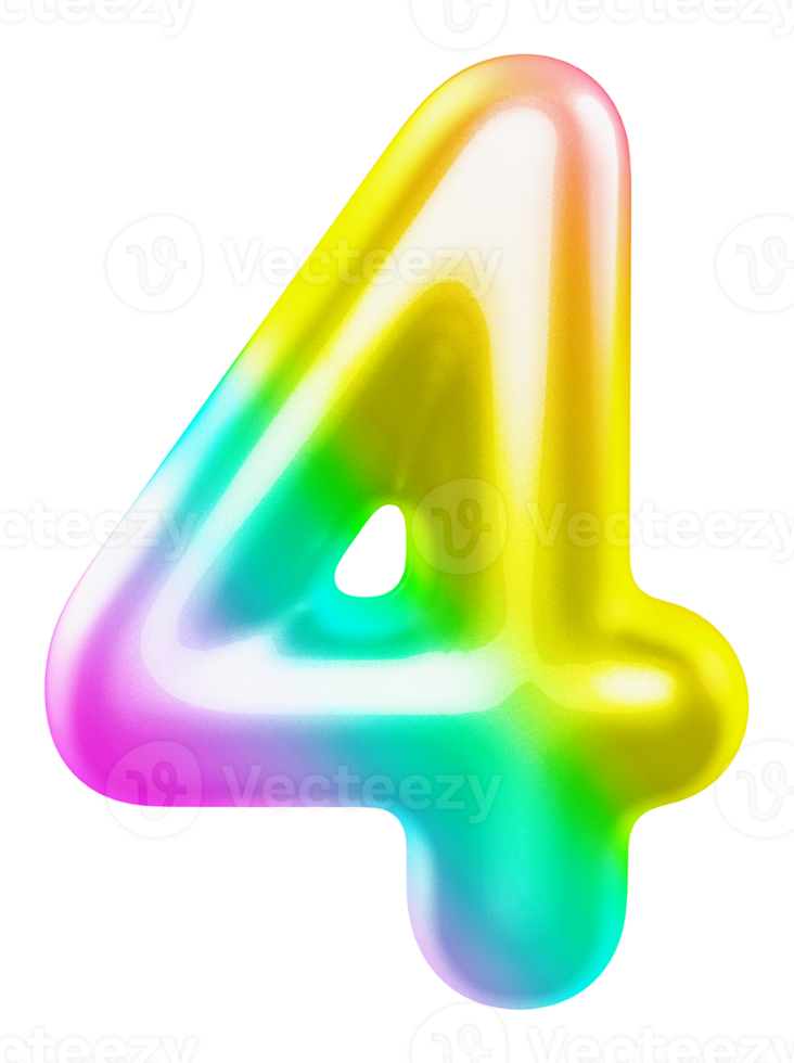 number 4 3d gradient png
