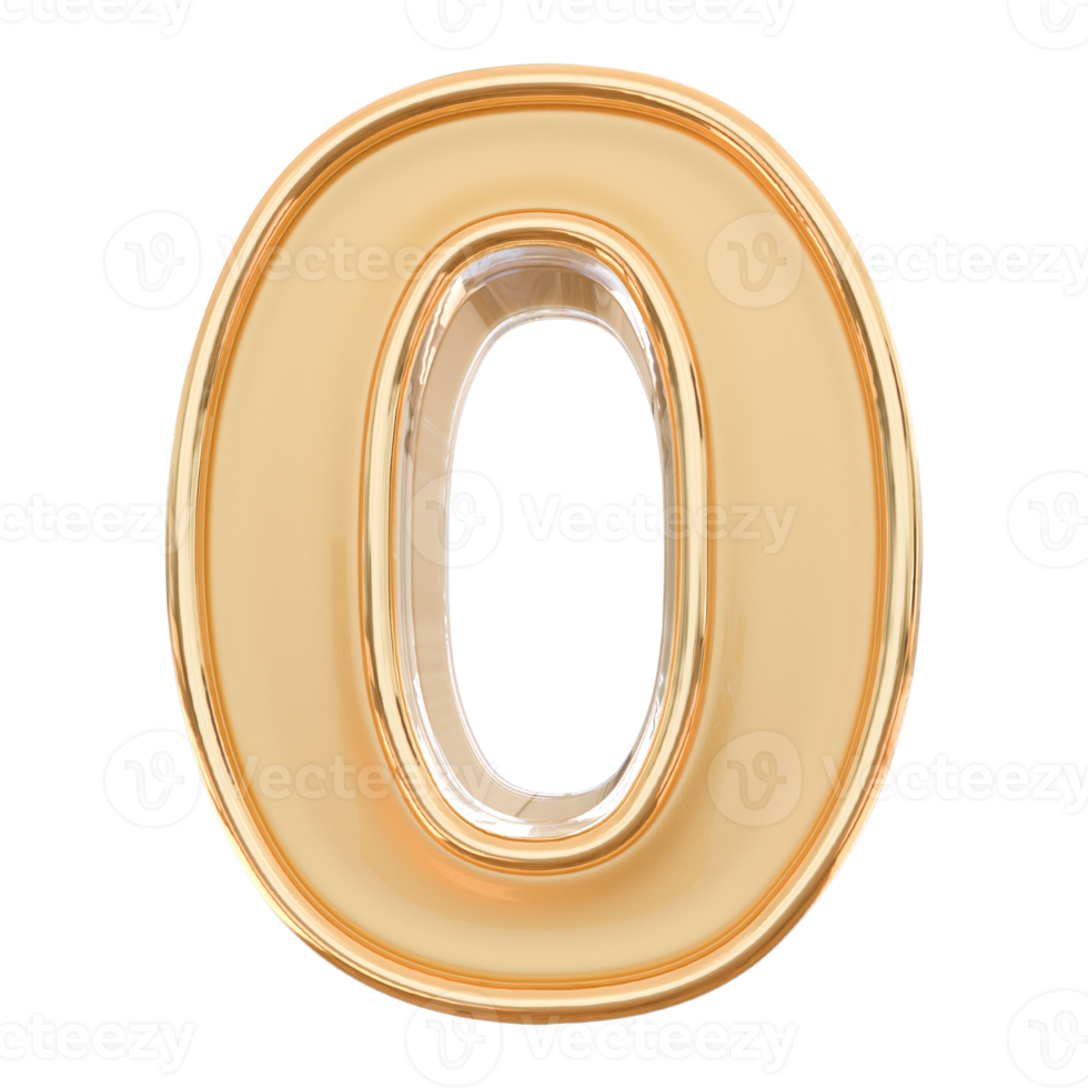 number 0 3d gold png