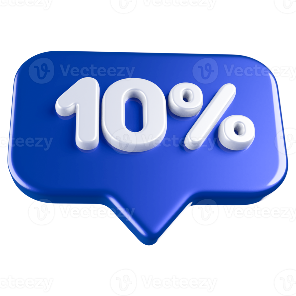 Icon number 10 percent 3d png