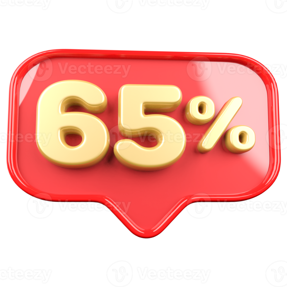 icon number 65 percent promotion png