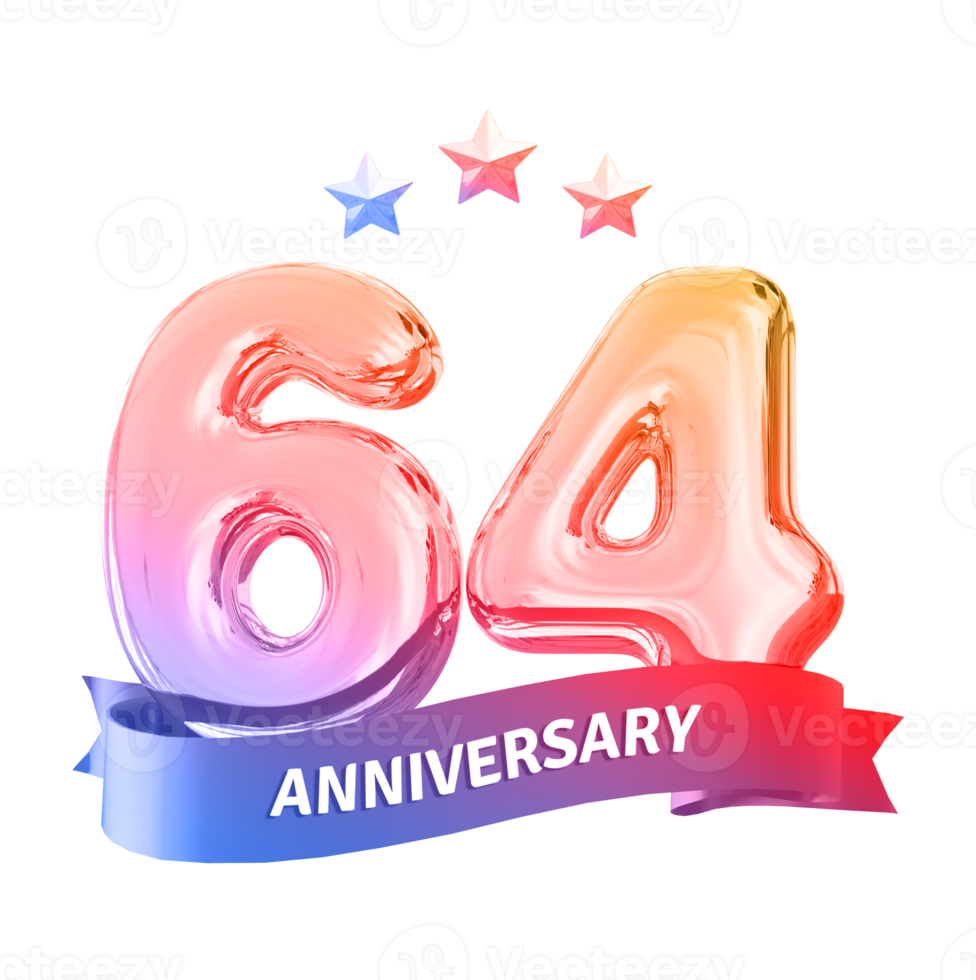 64 years anniversary number png