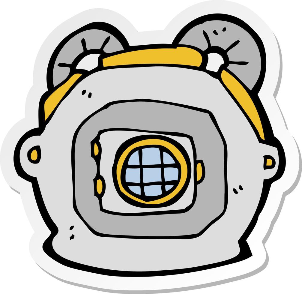 sticker of a cartoon old deep sea diver helmet vector