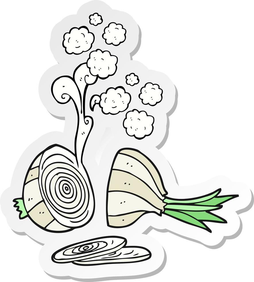 sticker of a cartoon sliced onion vector