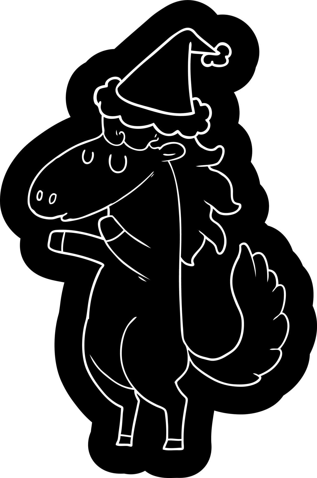 cartoon icon of a horse wearing santa hat 11297391 Vector Art at Vecteezy