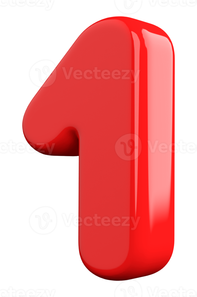 3d red number png