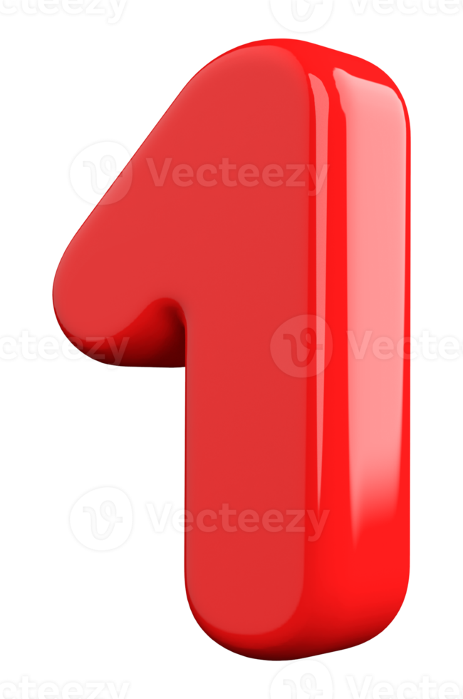 numéro rouge 3d png