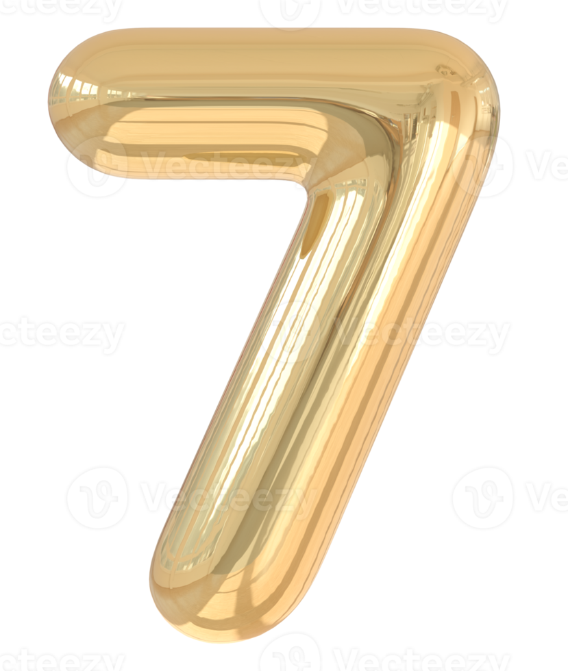 3d aantal 7 gouden png