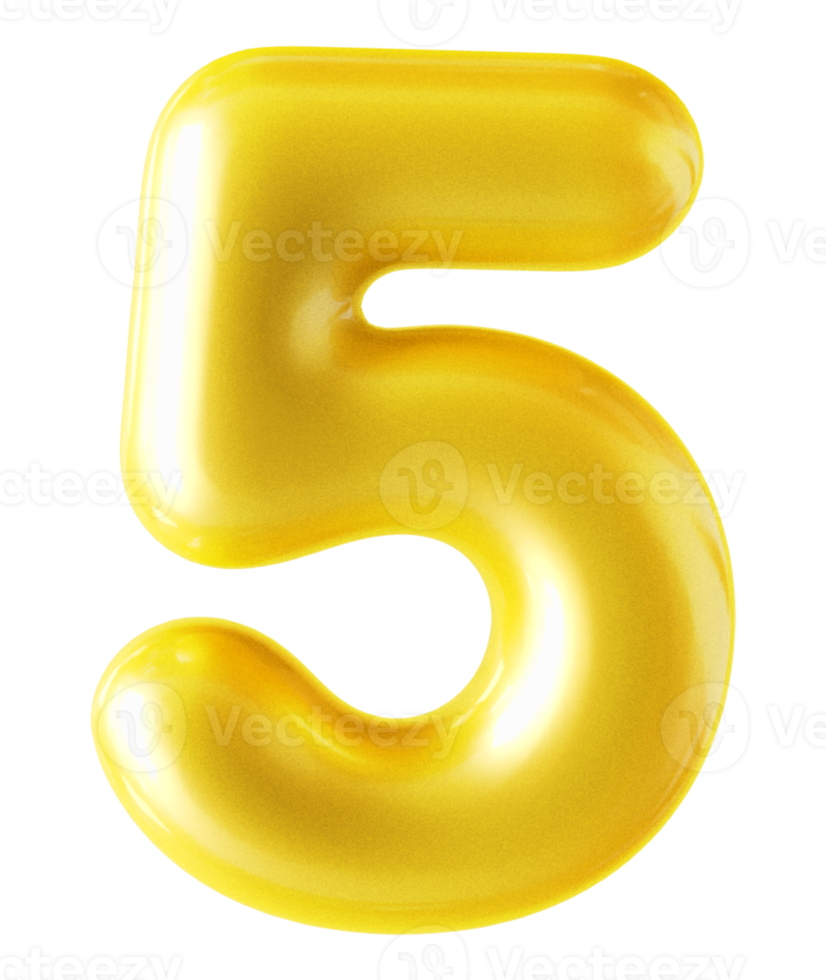 3d siffra 5 gyllene png