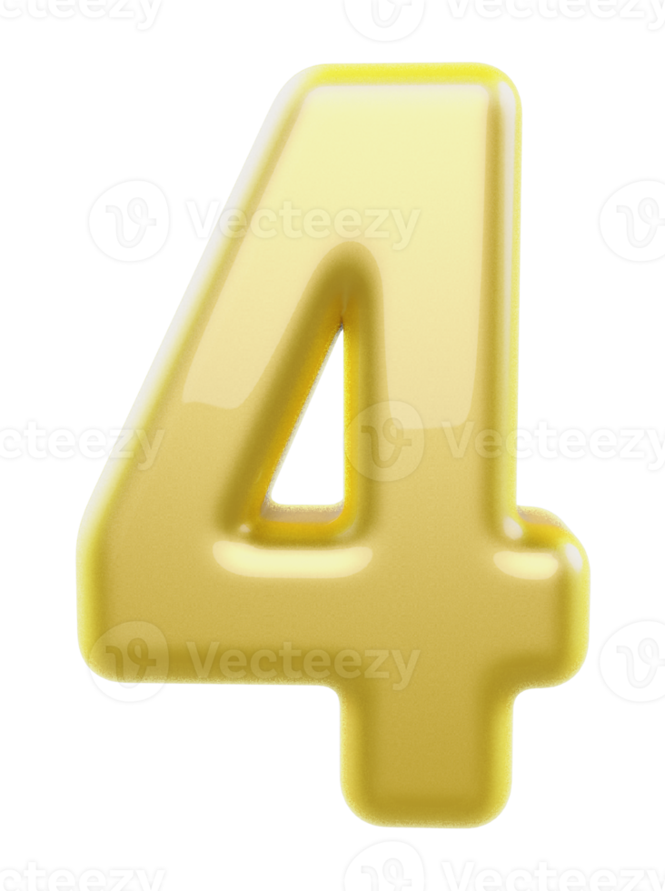 Nummer 4 3D-Gold png