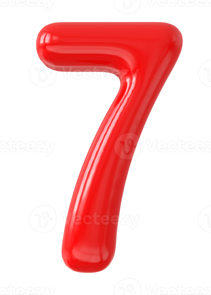 Nummer 7 3d rot png