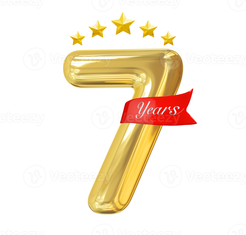 7 Years Anniversary Golden png