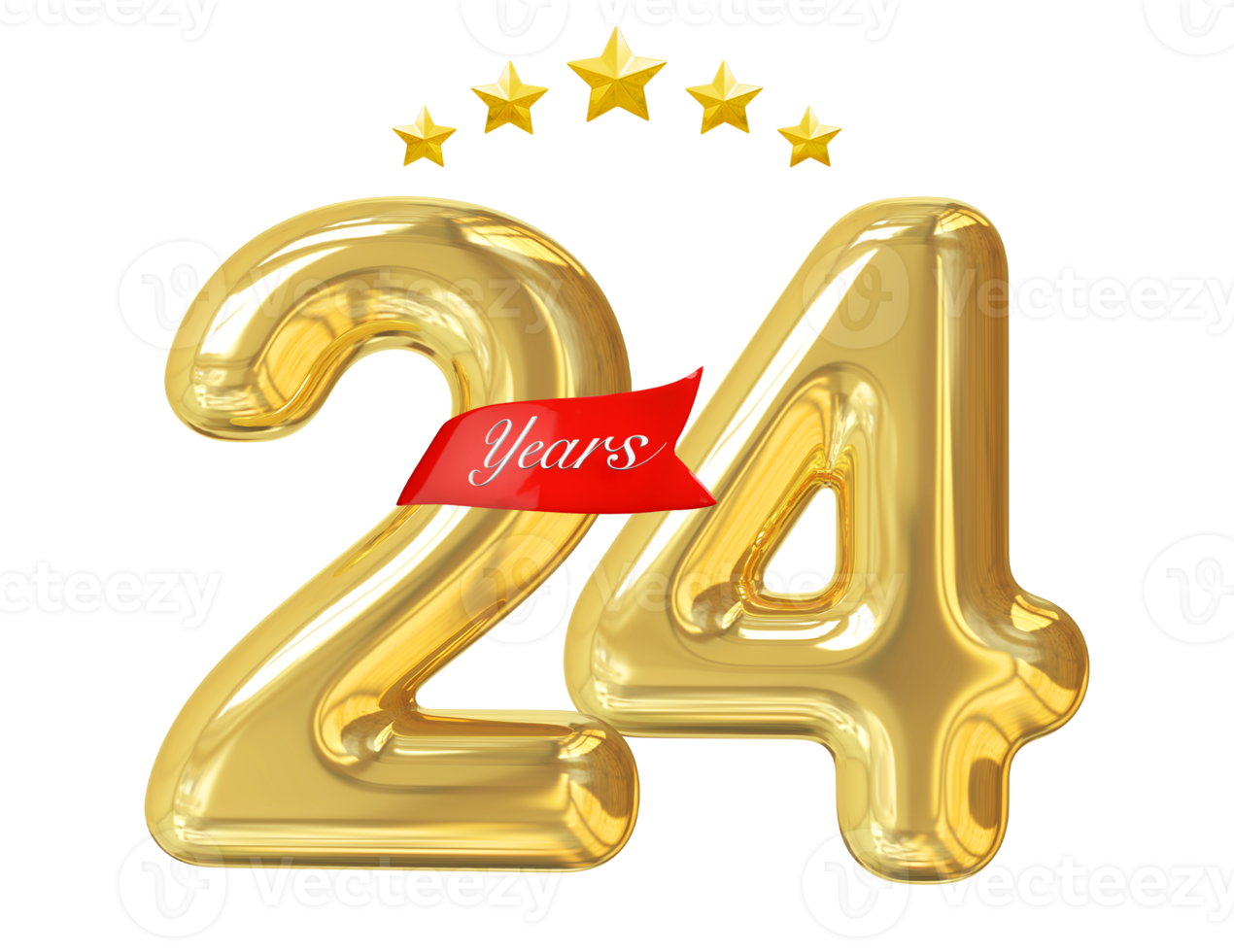 24 Years Anniversary Golden png