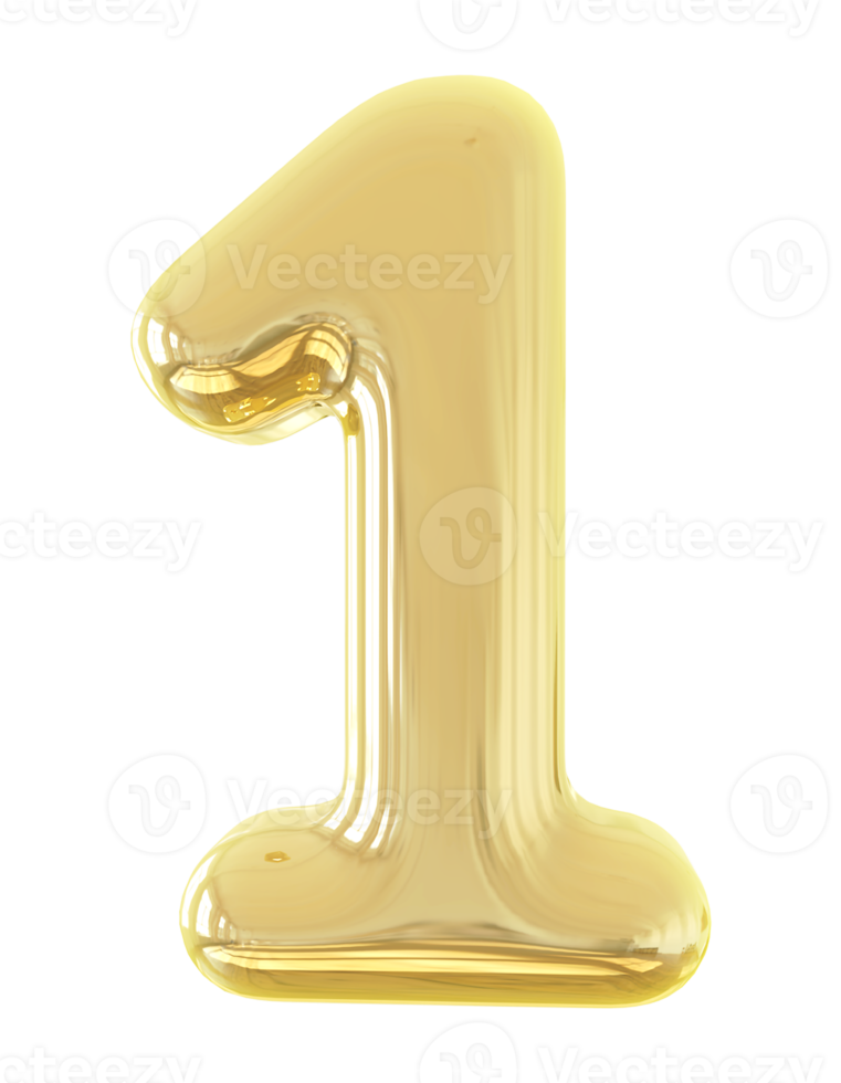 3d number 1 golden png