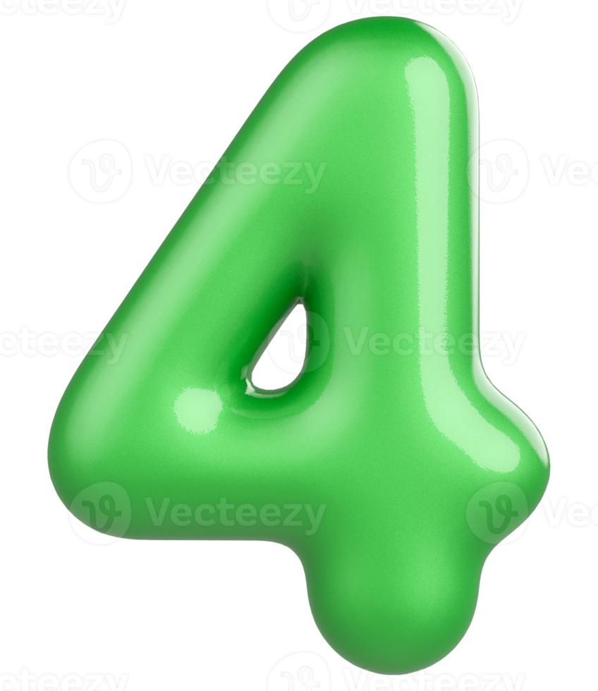 3d número 4 verde png