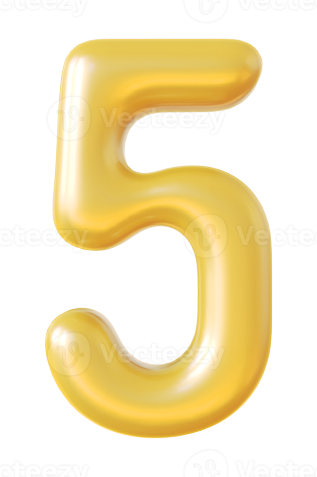 number 5 3d gold png