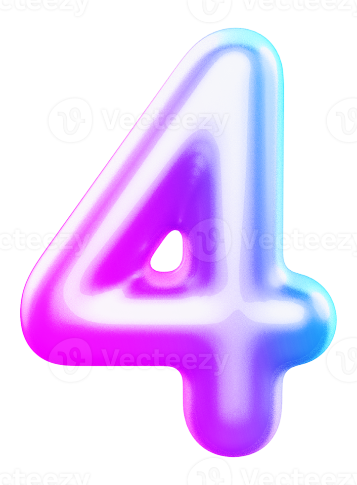 number 4 3d gradient png