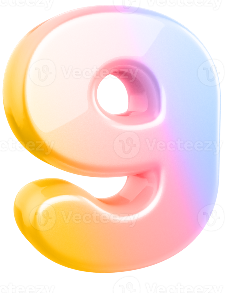 number 9 3d gradient png