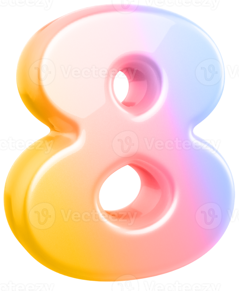 number 8 3d gradient png