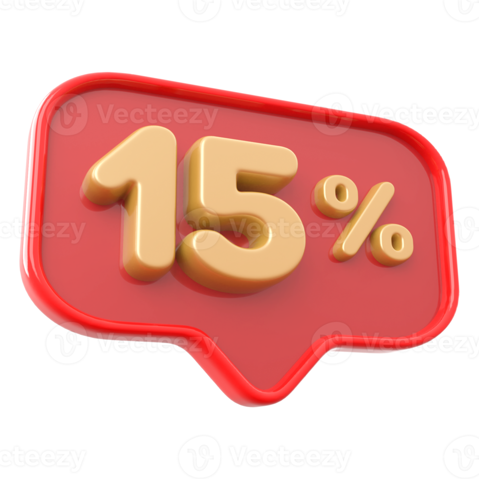 Icon number 15 percent 3d png