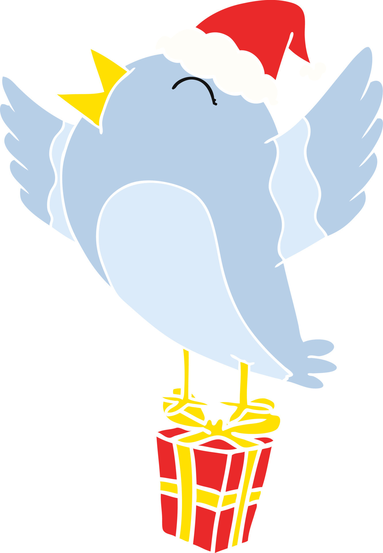 flat color illustration of a bird wearing santa hat 11297640 Vector Art