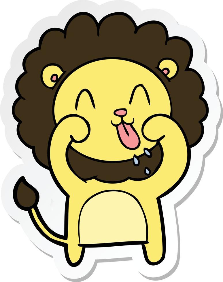 pegatina de un león de dibujos animados feliz vector