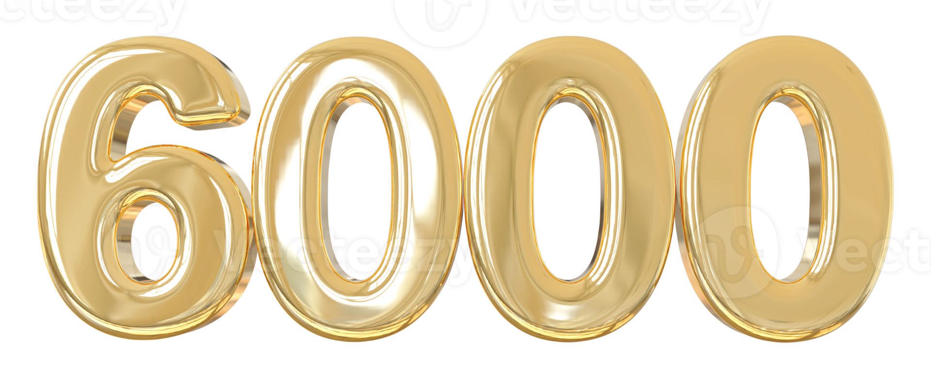 Number 6000 golden png