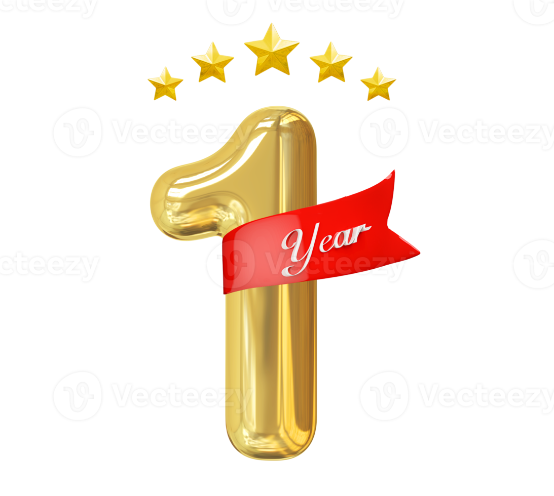 1 Year Anniversary Golden png