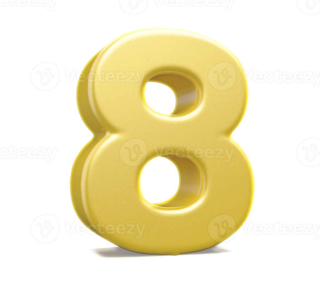 3d number 8 golden png