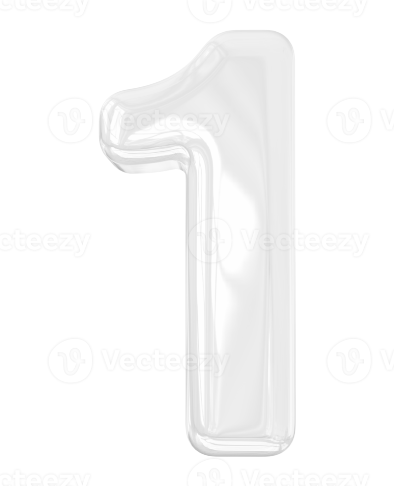 3d silver number 1 png