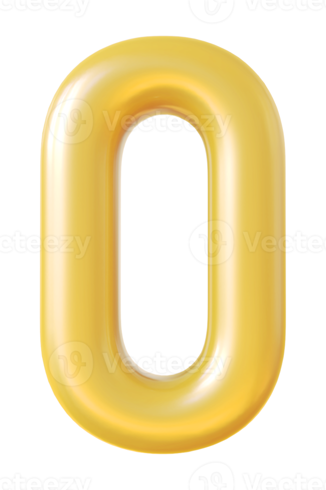 number 0 3d gold png
